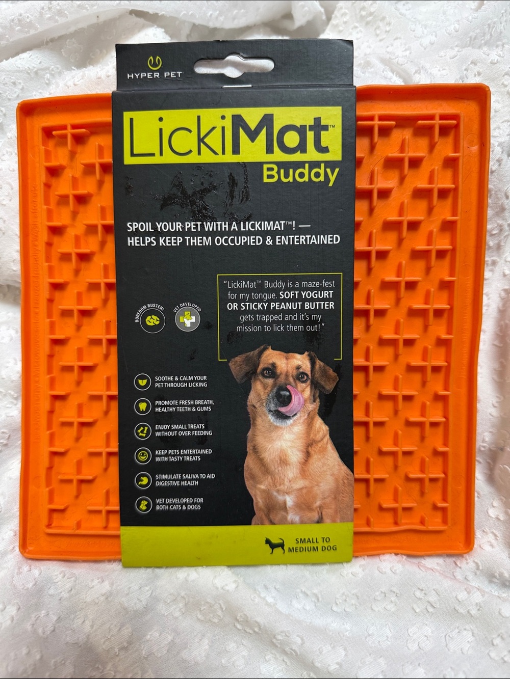 LickiMat Buddy - Orange Slow-Feed Dog Treat Mat (Small to Medium) - Picture 1 of 6
